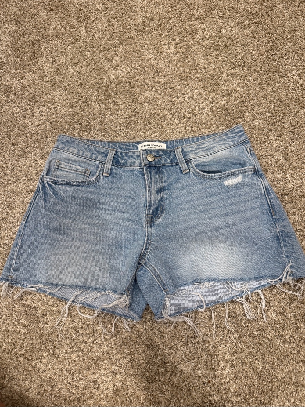 Flying Monkey Light Wash Frayed Denim Shorts
